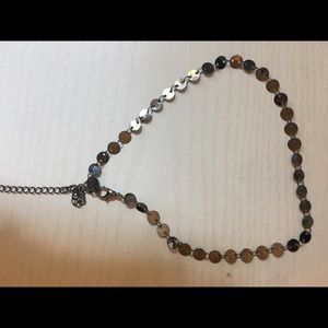 Silver disc chocker necklace